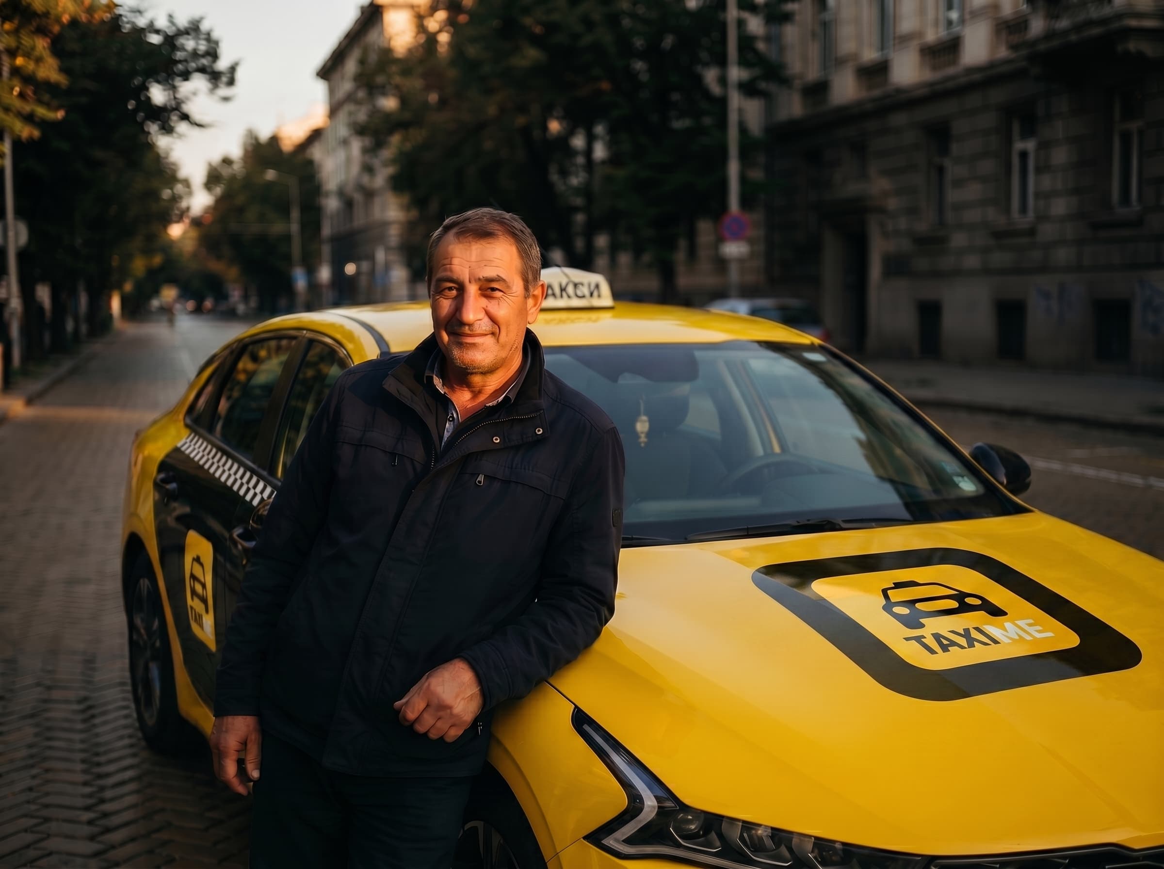 Illustration: a TaxiMe driver receiving a new order on the map in Sofia